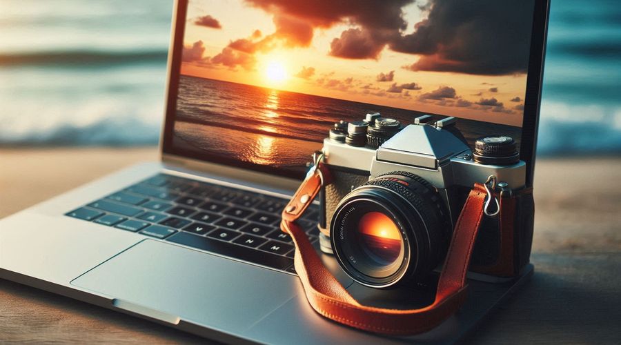 Microsoft image creator: camera and laptop